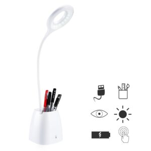 Long Arm Study Desk Light with 3 Shades Touch Control Light Advanced Pen and Mobile Holder Design