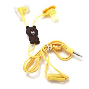 Cartoon 3.5mm Wired In-ear Stereo Earphones with Mic – I ♥ Brown